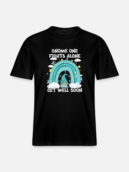 Gnome One Fights Alone Gebärmutterkrebs - RELAXED FIT Unisex Organic T-Shirt - Schwarz