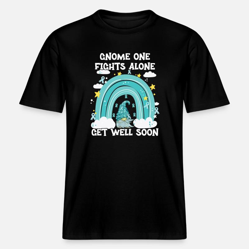 Gnome One Fights Alone Gebärmutterkrebs - RELAXED FIT Unisex Organic T-Shirt - Schwarz