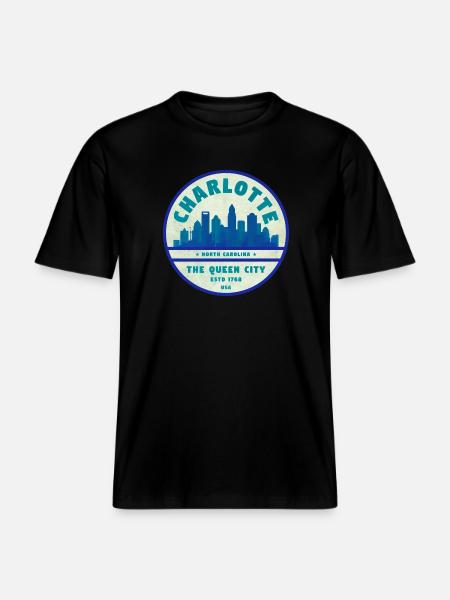 Charlotte Skyline Queen City - RELAXED FIT Unisex Organic T-Shirt - Schwarz