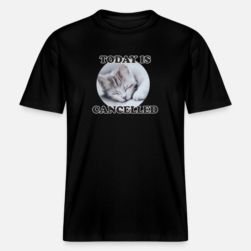 chat endormi - T-shirt unisexe RELAXED FIT en coton bio - noir