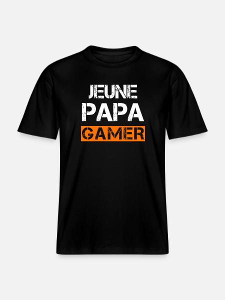 Jeune Papa Gamer - T-shirt unisexe RELAXED FIT en coton bio - noir