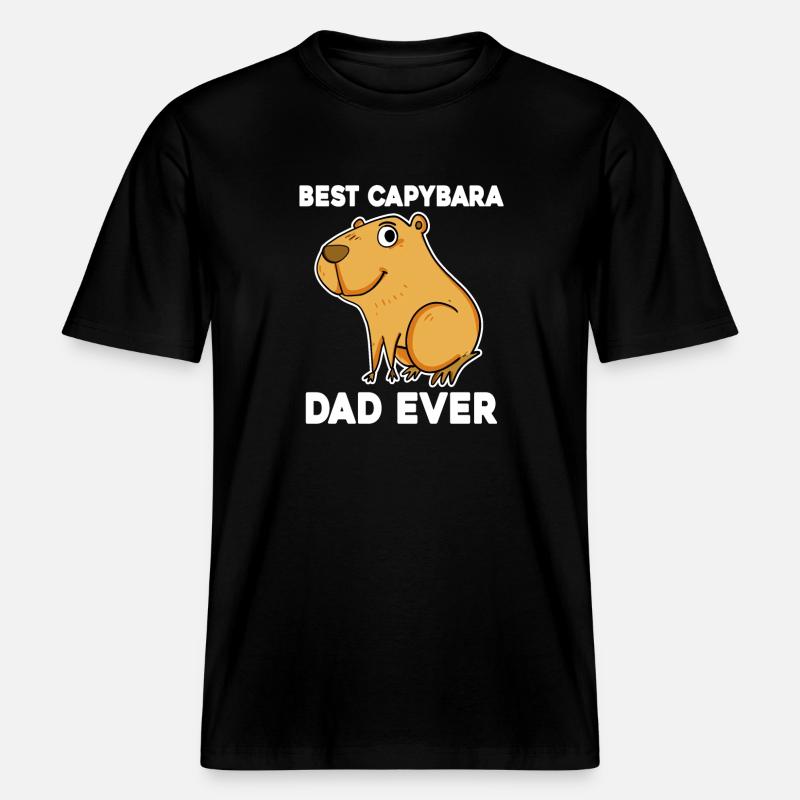 Capybara Père Capybara -  T-shirt unisexe RELAXED FIT en coton bio - noir