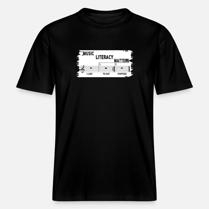 La littératie musicale, ça compte -  T-shirt unisexe RELAXED FIT en coton bio - noir