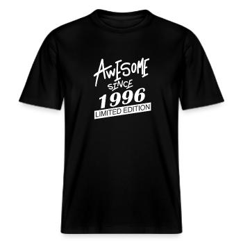 1996 - Geboren 1996 -  Uniseks RELAXED FIT bio-T-shirt - zwart - Voor - Alina (178cm) & Michal (187cm)
