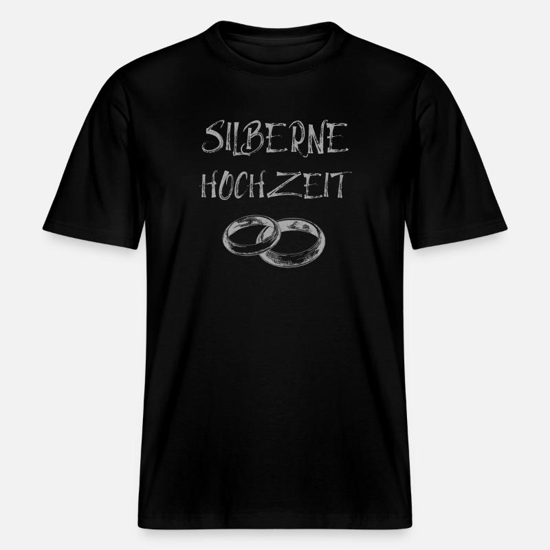 Silberne Hochzeit Text Silberne Eheringe -  RELAXED FIT Unisex Organic T-Shirt - Schwarz