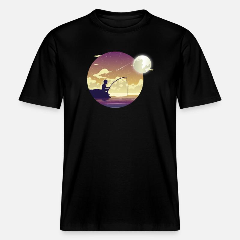 Pêcheur au clair de lune - T-shirt unisexe RELAXED FIT en coton bio - noir