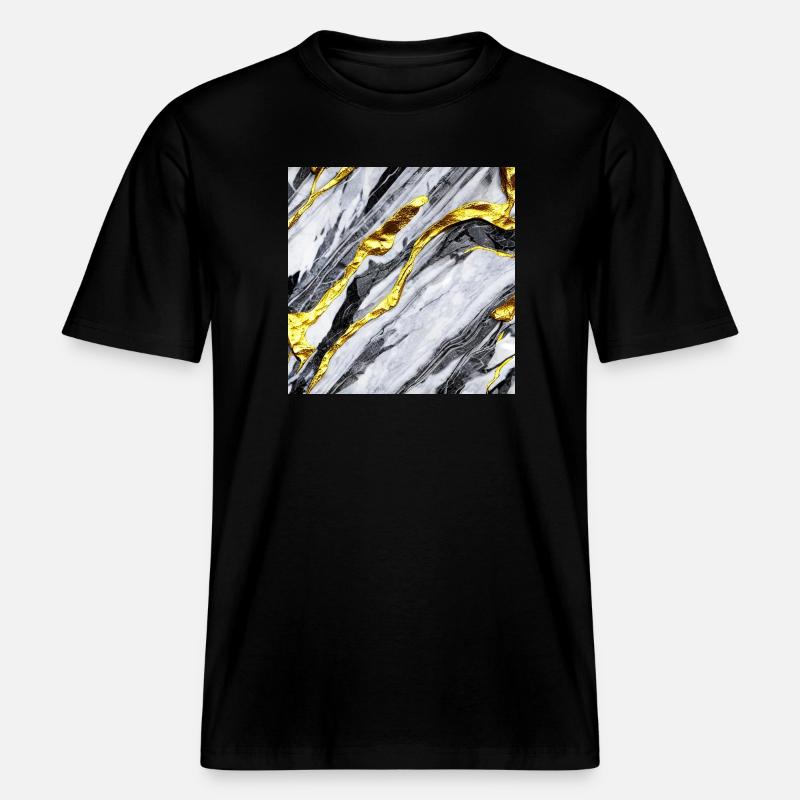 Structure en marbre or -  T-shirt unisexe RELAXED FIT en coton bio - noir