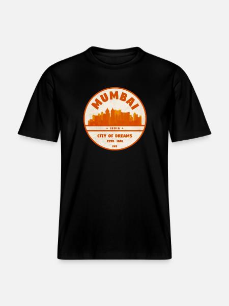 Mumbai India Skyline - RELAXED FIT Unisex Organic T-Shirt - black