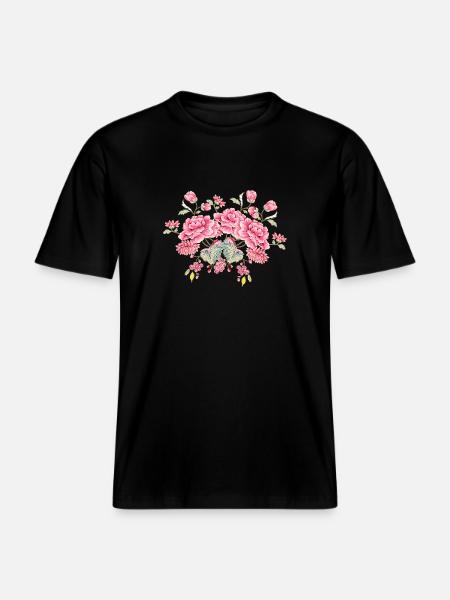 Japanese Peony Flowers -  RELAXED FIT Unisex Organic T-Shirt - black