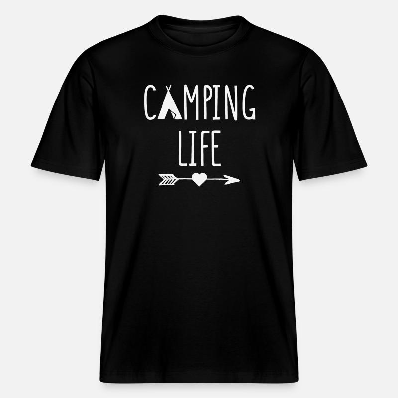 Leben auf dem Campingplatz -  RELAXED FIT Unisex Organic T-Shirt - Schwarz