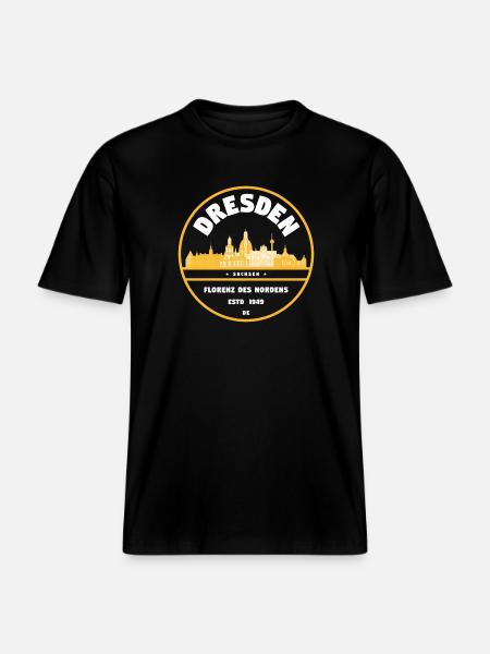 Dresden Skyline Gold Edition - RELAXED FIT Unisex Organic T-Shirt - black