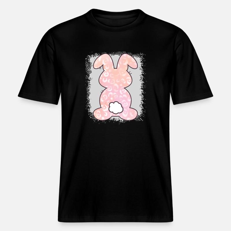 Leopard Print Bleached Easter -  RELAXED FIT Unisex Organic T-Shirt - black