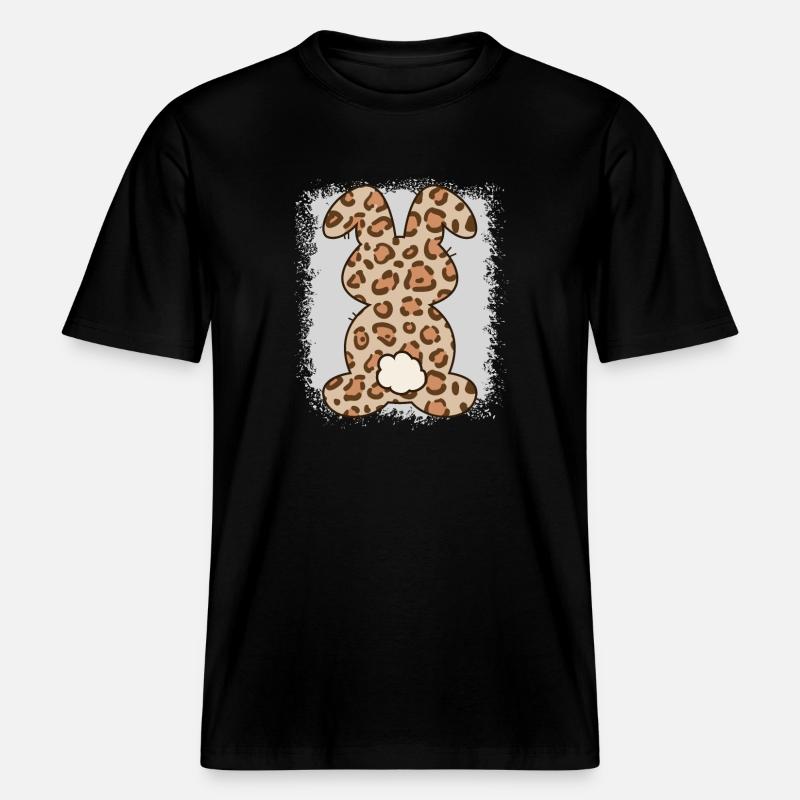 Imprimé léopard lapin blanchi Pâques -  T-shirt unisexe RELAXED FIT en coton bio - noir