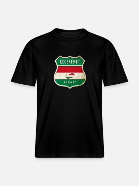 Kecskemét Ungarn Wappen Flaggen Design -  RELAXED FIT Unisex Organic T-Shirt - Schwarz