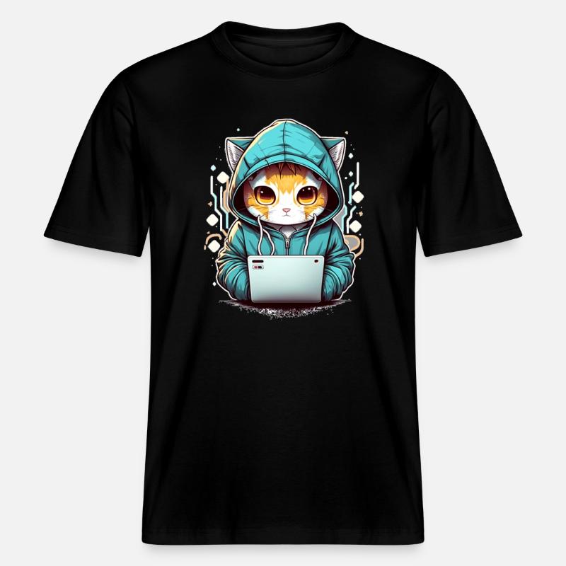 Codage chat -  T-shirt unisexe RELAXED FIT en coton bio - noir