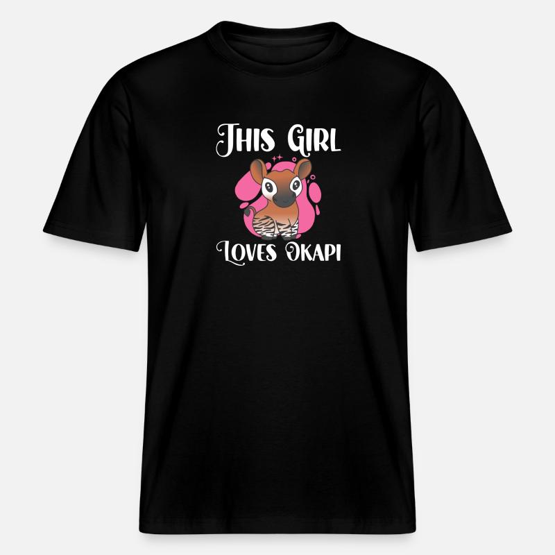 Dieses Mädchen liebt Okapi -  RELAXED FIT Unisex Organic T-Shirt - Schwarz