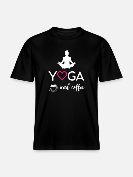 Yoga and Coffee - RELAXED FIT Unisex Organic T-Shirt - black