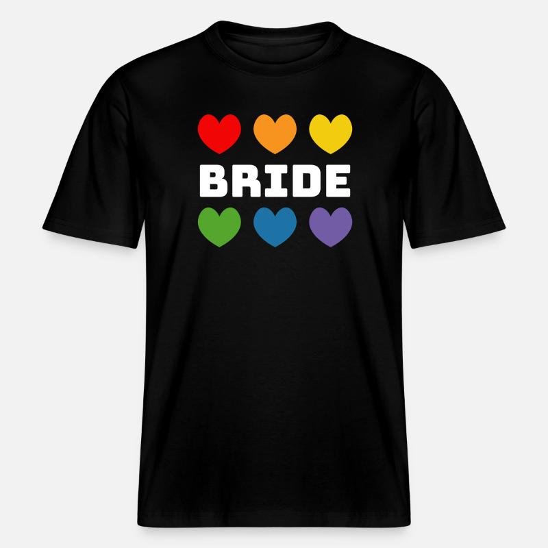 Regenbogenherzchen Bride weiss -  RELAXED FIT Unisex Organic T-Shirt - Schwarz