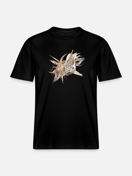 kunstnerisk filigran motiv lavet af bånd og fjer - Økologisk unisex T-shirt RELAXED FIT - sort