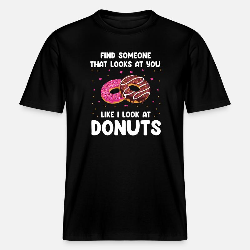 Donuts Love Design -  T-shirt unisexe RELAXED FIT en coton bio - noir