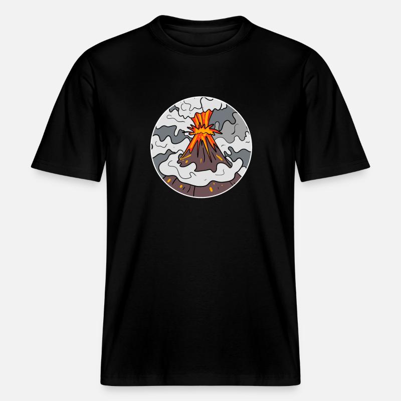 Vulkan Berg Kreis Berge Vulkane -  RELAXED FIT Unisex Organic T-Shirt - Schwarz