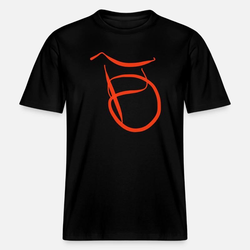 Oranger B auf schwarzem Pullover -  RELAXED FIT Unisex Organic T-Shirt - Schwarz