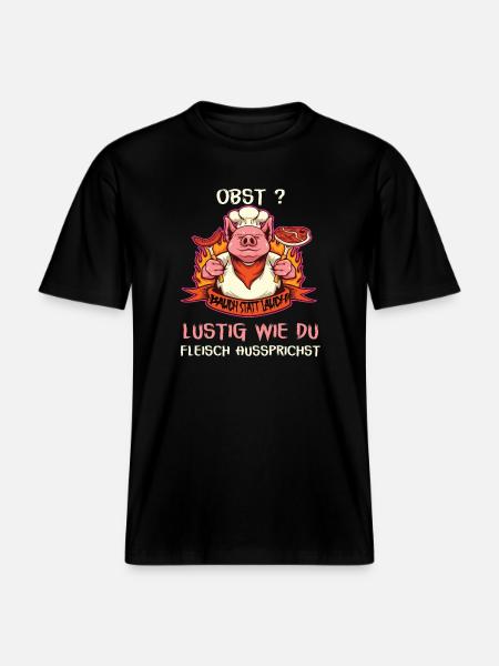 Witziges Schwein mit Fleischspruch - RELAXED FIT Unisex Organic T-Shirt - Schwarz