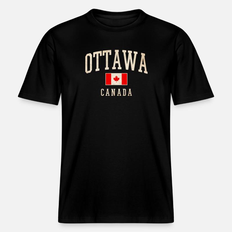 Conception du drapeau d’Ottawa Canada -  T-shirt unisexe RELAXED FIT en coton bio - noir