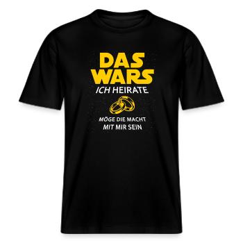 Das Wars Ich Heirate Möge die Macht...Junggesellen -  RELAXED FIT Unisex Organic T-Shirt - Schwarz - Vorne - Alina (178cm) & Michal (187cm)