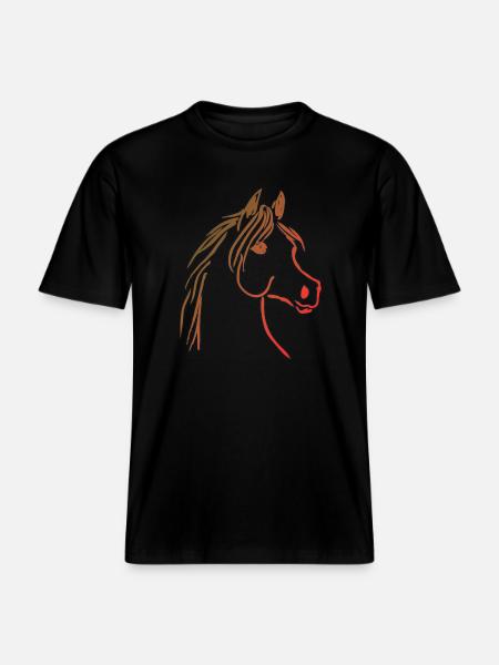 Horse with orange gradient line - RELAXED FIT Unisex Organic T-Shirt - black