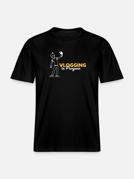 Vlogging in progress -  RELAXED FIT Unisex Organic T-Shirt - black
