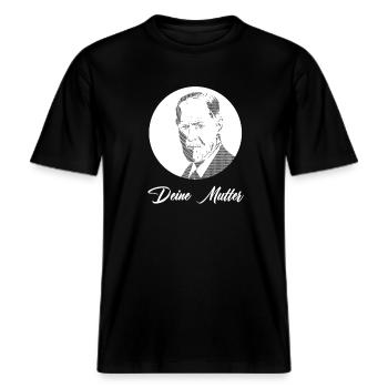 Deine Mutter -  RELAXED FIT Unisex Organic T-Shirt - Schwarz - Vorne - Alina (178cm) & Michal (187cm)