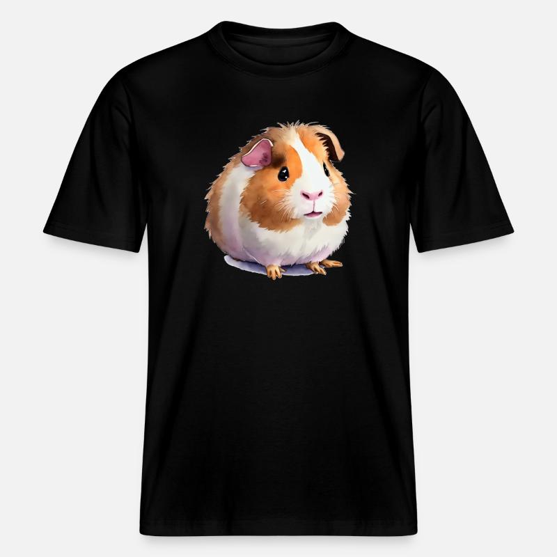 Cochon d’Inde mignon -  T-shirt unisexe RELAXED FIT en coton bio - noir