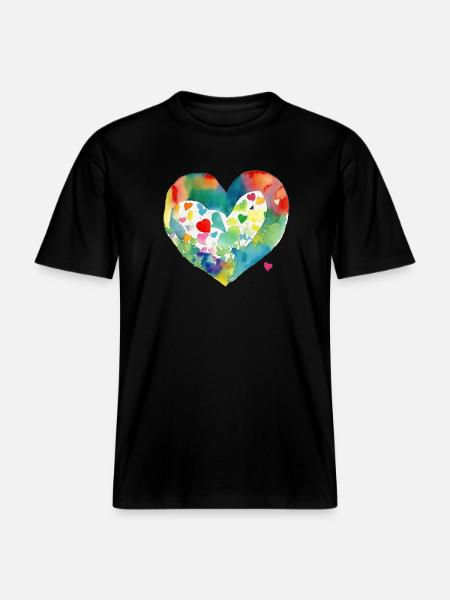 Heart -  RELAXED FIT Unisex Organic T-Shirt - black