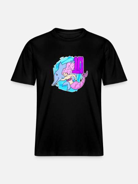 Pige - 10 års fødselsdag Havfrue - Datter -  Økologisk unisex T-shirt RELAXED FIT - sort
