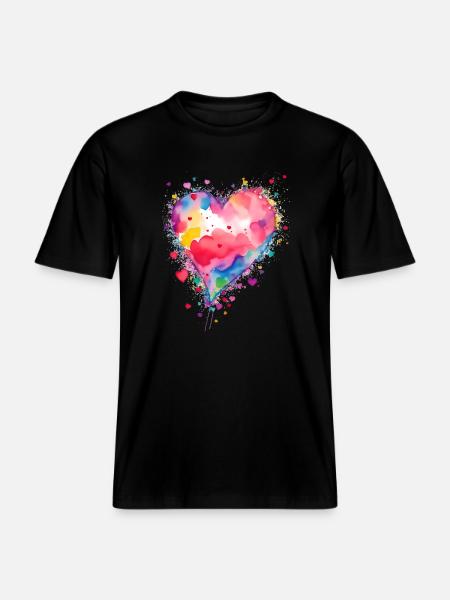 Herz -  RELAXED FIT Unisex Organic T-Shirt - Schwarz