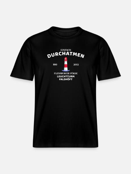 Flensburger Förde, Leuchtturm Falshöft, Durchatmen -  RELAXED FIT Unisex Organic T-Shirt - Schwarz