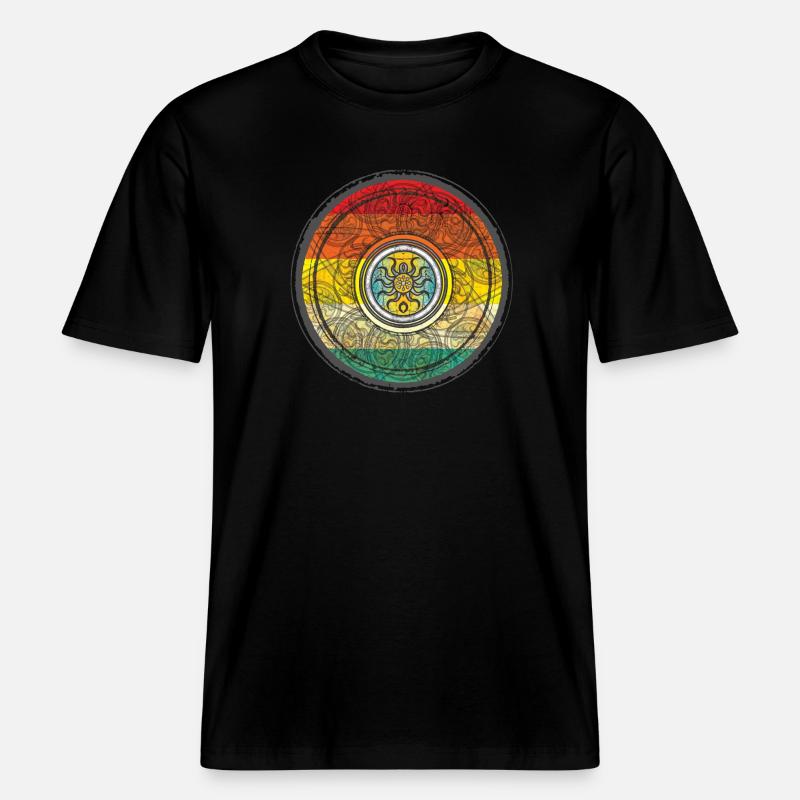 Kaleidoscopic Sun Pattern Context -  RELAXED FIT Unisex Organic T-Shirt - black