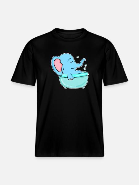 Bathtub Elephant -  RELAXED FIT Unisex Organic T-Shirt - black