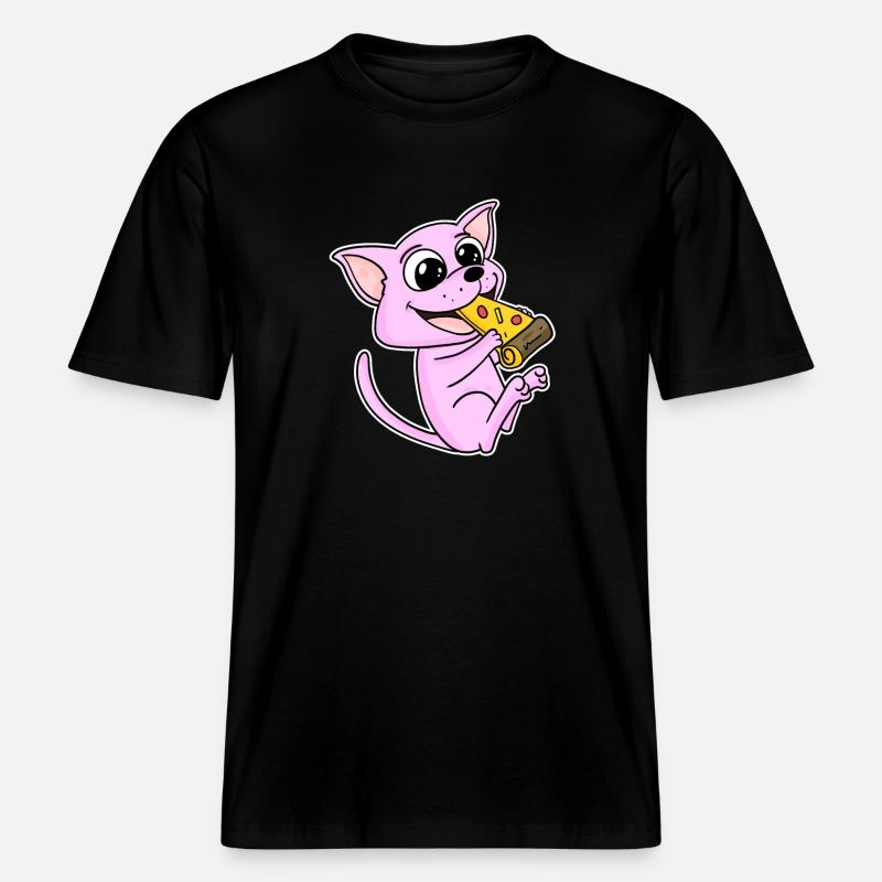 Pizza au chat Sphynx -  T-shirt unisexe RELAXED FIT en coton bio - noir