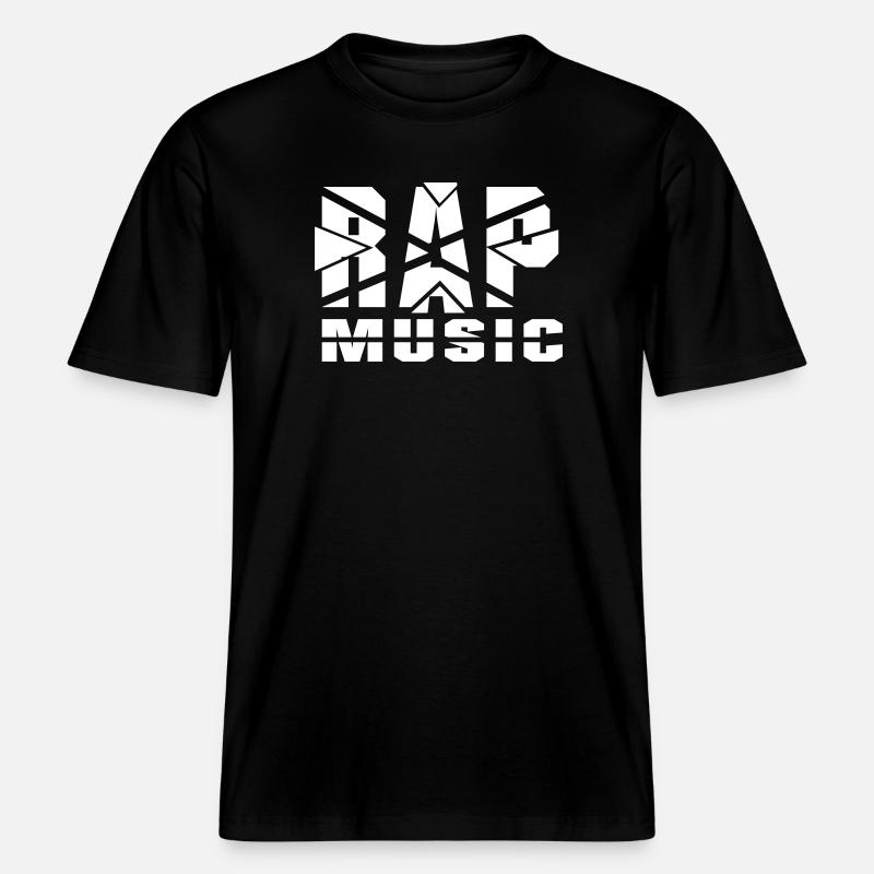 Conception de musique rap découpée -  T-shirt unisexe RELAXED FIT en coton bio - noir