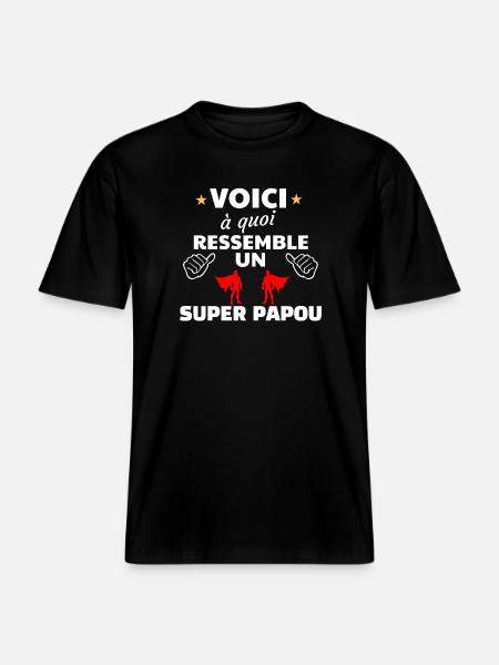 Héros Super Papou Thème Empowerment - T-shirt unisexe RELAXED FIT en coton bio - noir