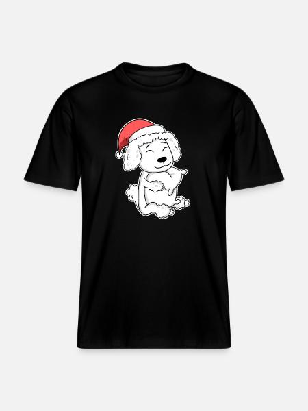 Caniche Chien Animal Noël -  T-shirt unisexe RELAXED FIT en coton bio - noir