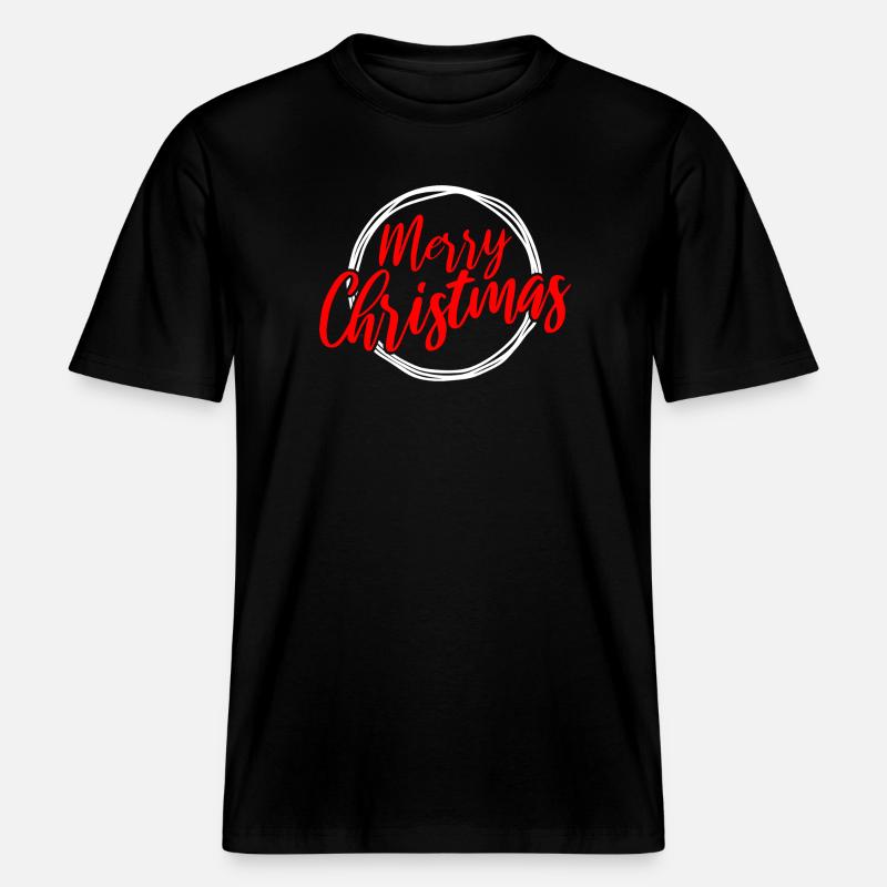 Joyeux Noël Script Circle -  T-shirt unisexe RELAXED FIT en coton bio - noir