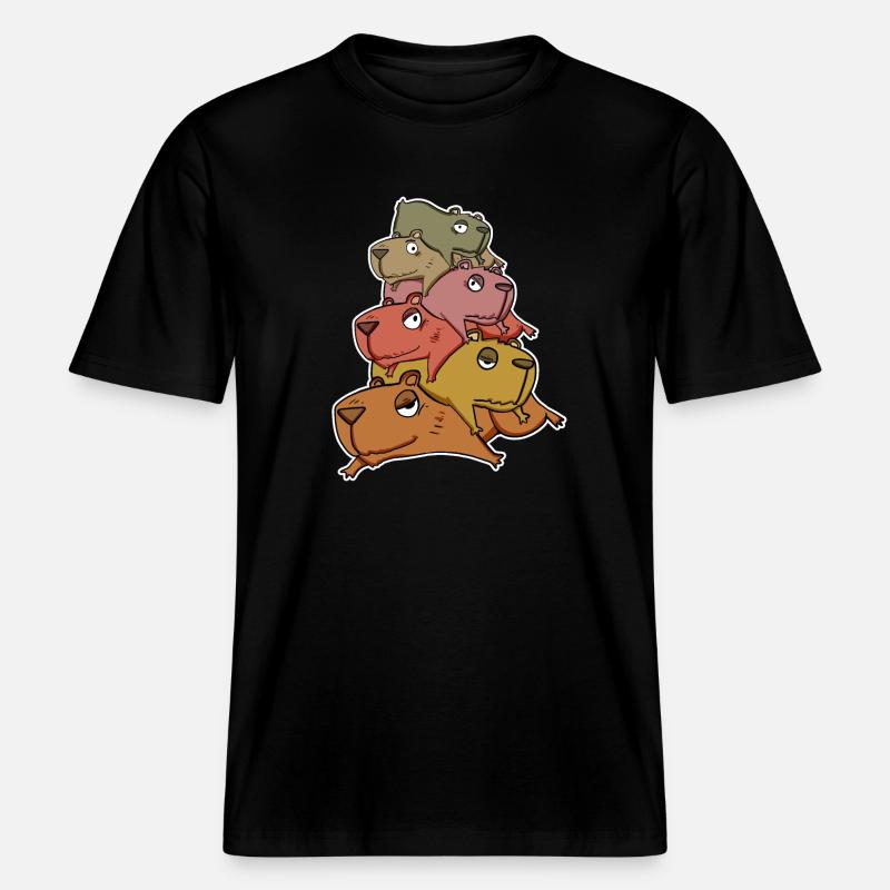 Capybara Tas de Capybara -  T-shirt unisexe RELAXED FIT en coton bio - noir