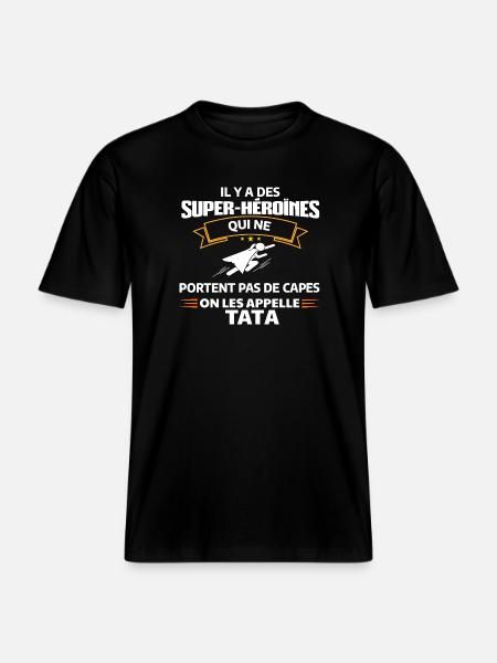 Super-Héroïne TATA Mode - T-shirt unisexe RELAXED FIT en coton bio - noir