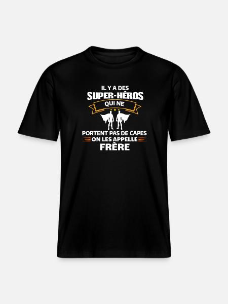 Super-Héros Frère Sans Cape -  T-shirt unisexe RELAXED FIT en coton bio - noir
