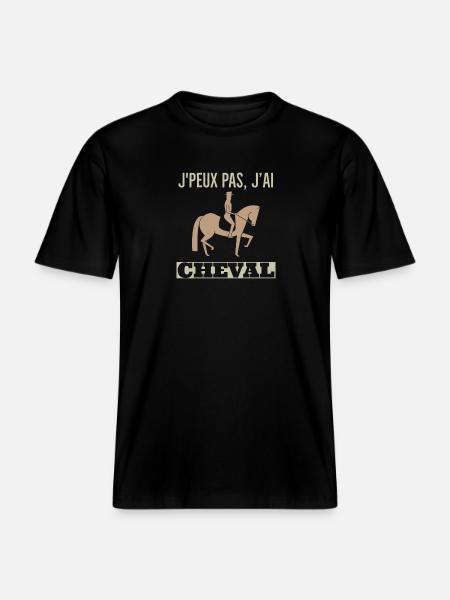 Cheval dressage poney -  T-shirt unisexe RELAXED FIT en coton bio - noir