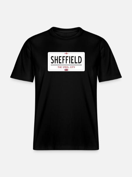 Sheffield town sign - RELAXED FIT Unisex Organic T-Shirt - black