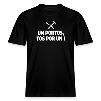Portugal, Portugal humour, je suis Portugais -  T-shirt unisexe RELAXED FIT en coton bio - noir - Devant - Alina (178cm) & Michal (187cm)